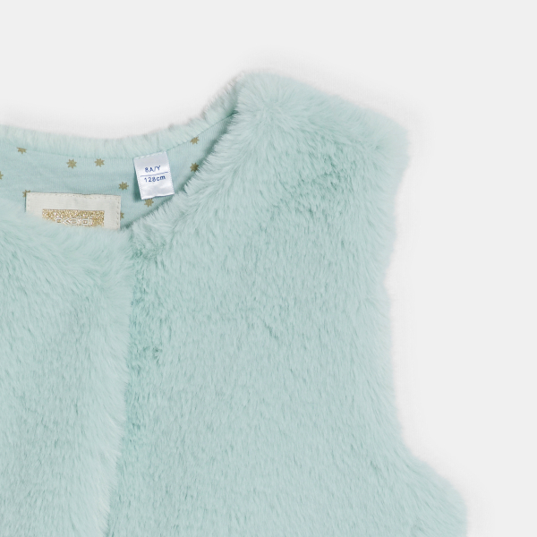 سترة قصيرة من الفراء الصناعي الأزرق للبنات